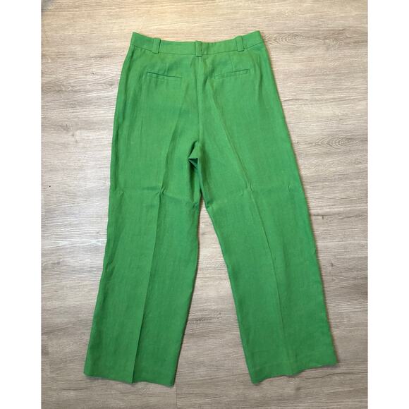 Boden Westbourne Linen Pants 12 Long Tall Kelly Green Wide Leg Career Casual - Picture 12 of 12